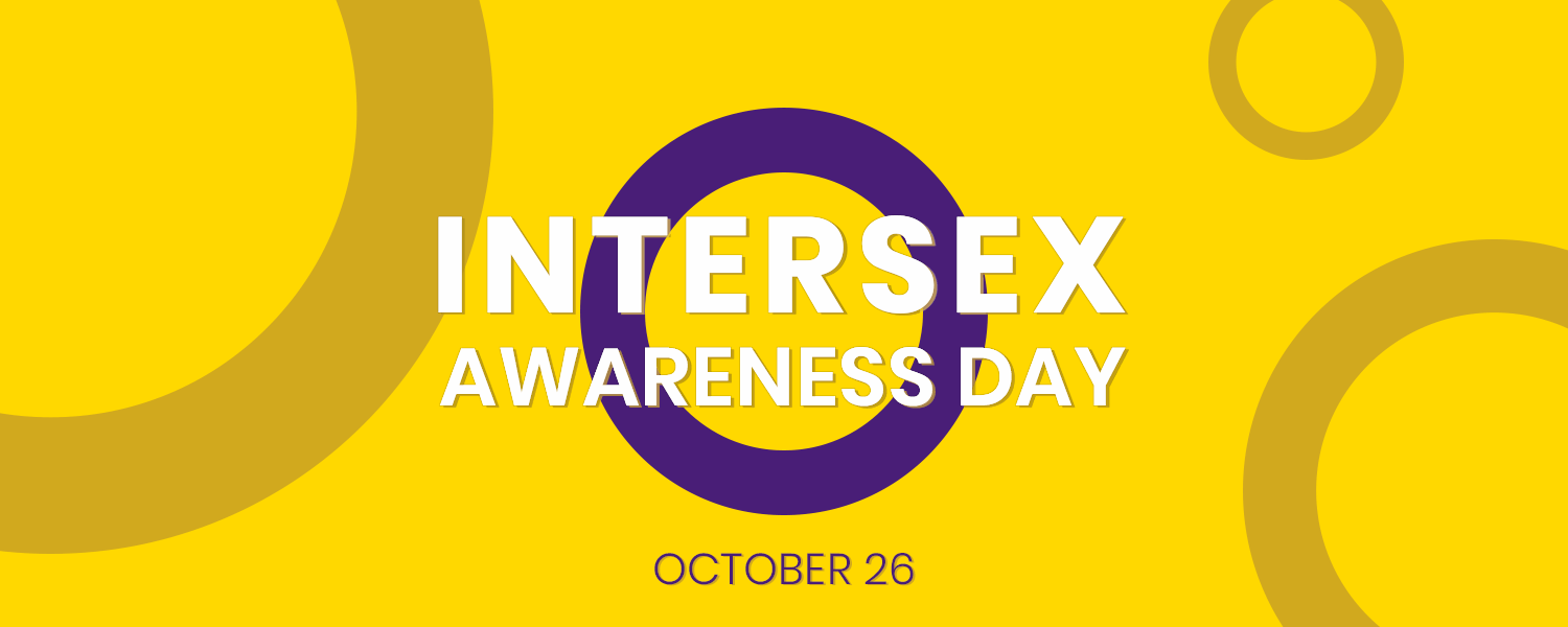 A text image on a yellow background that says 'Intersex Awareness Day'