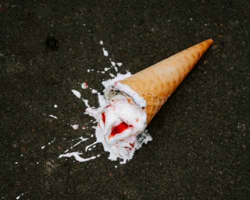 A dropped ice cream cone